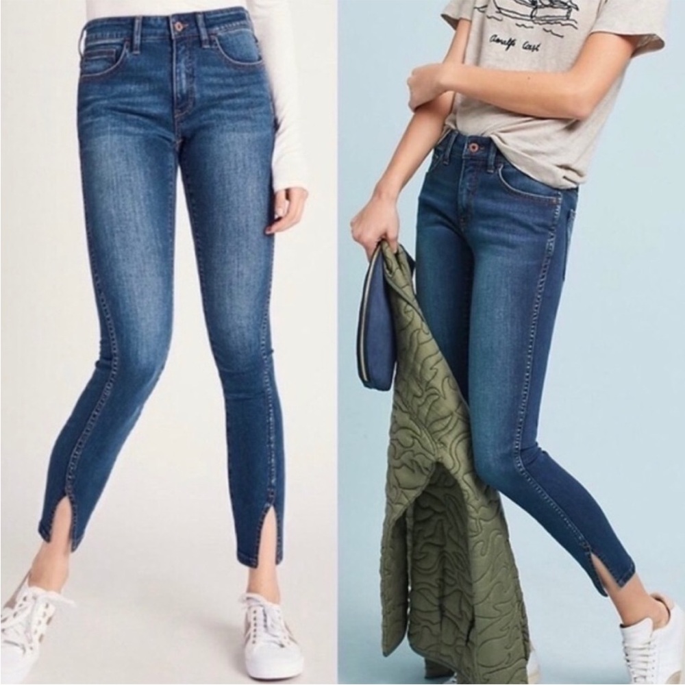 Anthropologie Pilcro And The Letterpress Mid-Rise Skinny Jeans size 27 Side Slit